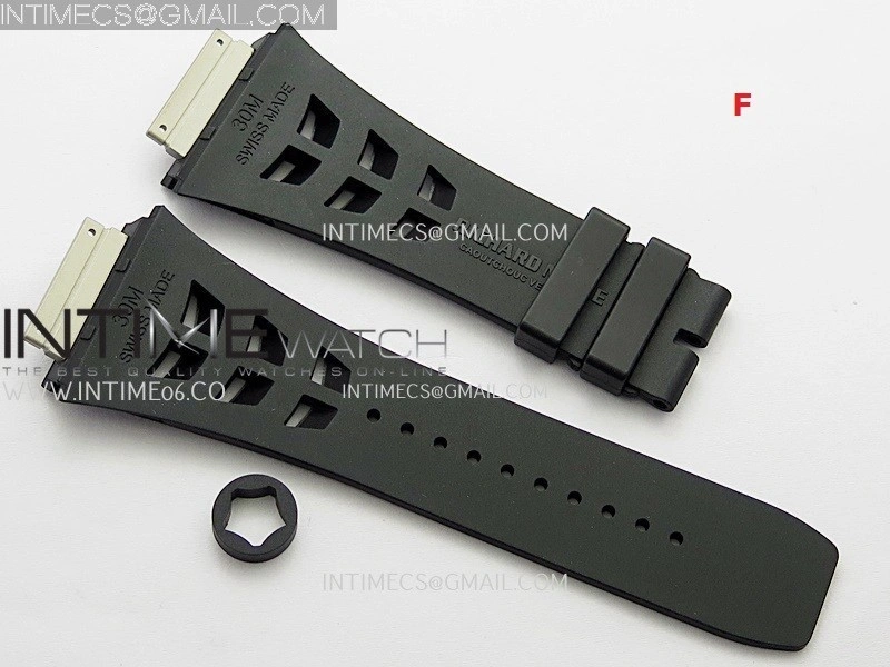 3AF 1:1 Richard Mille Shark Rubber Straps Include Crown O Ring For RM055 And RM035 Watches