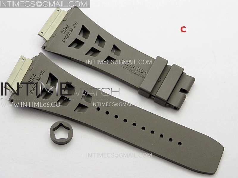 3AF 1:1 Richard Mille Shark Rubber Straps Include Crown O Ring For RM055 And RM035 Watches