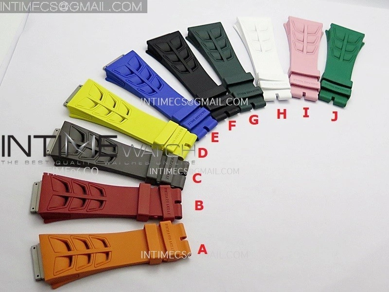 3AF 1:1 Richard Mille Shark Rubber Straps Include Crown O Ring For RM055 And RM035 Watches