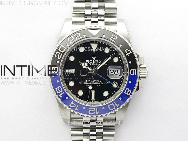 GMT Master II V2 126710 BLNR Blue Black Ceramic 904L SS AR+F 1:1 Best Edition Black Dial on Jubilee Bracelet DD3285 CHS