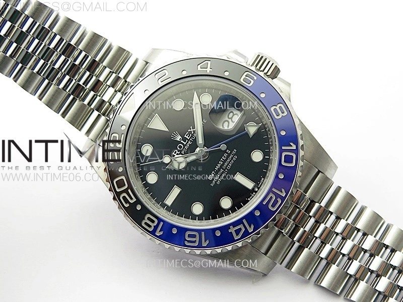 GMT Master II V2 126710 BLNR Blue Black Ceramic 904L SS AR+F 1:1 Best Edition Black Dial on Jubilee Bracelet DD3285 CHS