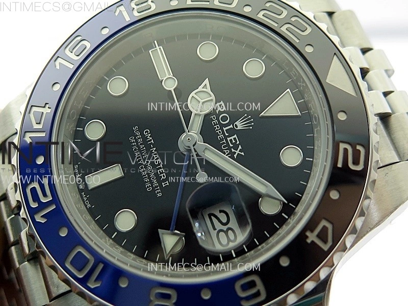 GMT Master II V2 126710 BLNR Blue Black Ceramic 904L SS AR+F 1:1 Best Edition Black Dial on Jubilee Bracelet DD3285 CHS