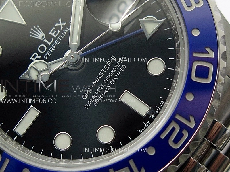 GMT Master II V2 126710 BLNR Blue Black Ceramic 904L SS AR+F 1:1 Best Edition Black Dial on Jubilee Bracelet DD3285 CHS
