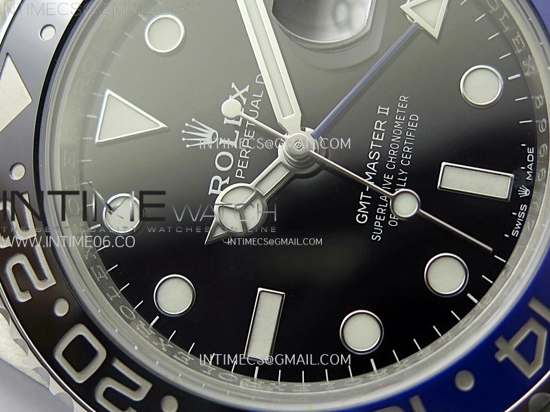 GMT Master II V2 126710 BLNR Blue Black Ceramic 904L SS AR+F 1:1 Best Edition Black Dial on Jubilee Bracelet DD3285 CHS