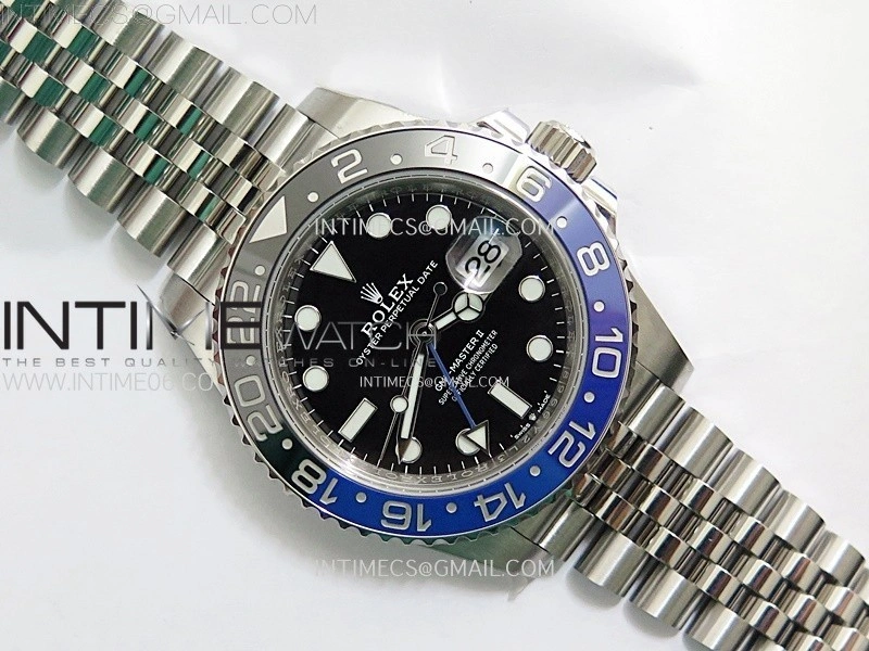 GMT Master II V2 126710 BLNR Blue Black Ceramic 904L SS AR+F 1:1 Best Edition Black Dial on Jubilee Bracelet DD3285 CHS