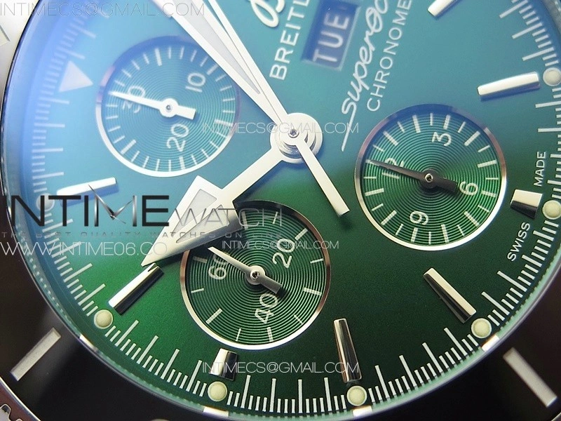 SuperOcean 46mm Black Ceramic Bezel B50 Best Edition Green Dial Green Subdials on SS Bracelet A7750