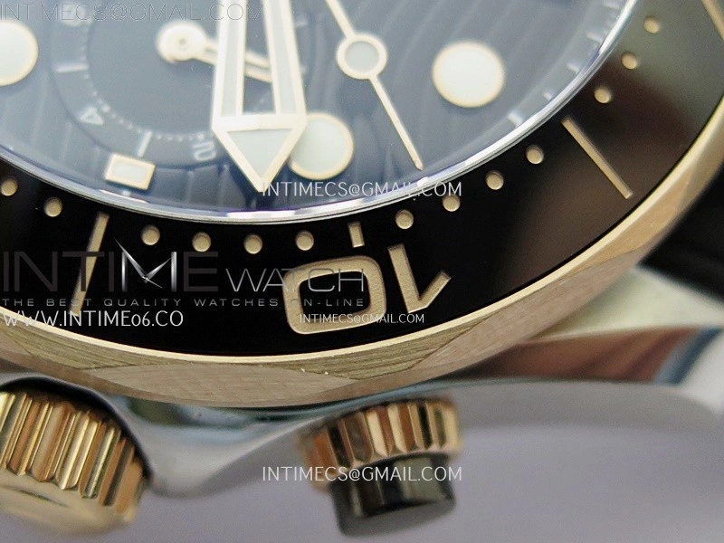 Seamaster 300M Chrono Black Ceramic Bezel SS RG N1F 1:1 Best Edition Black Dial on Black Rubber Strap A9900