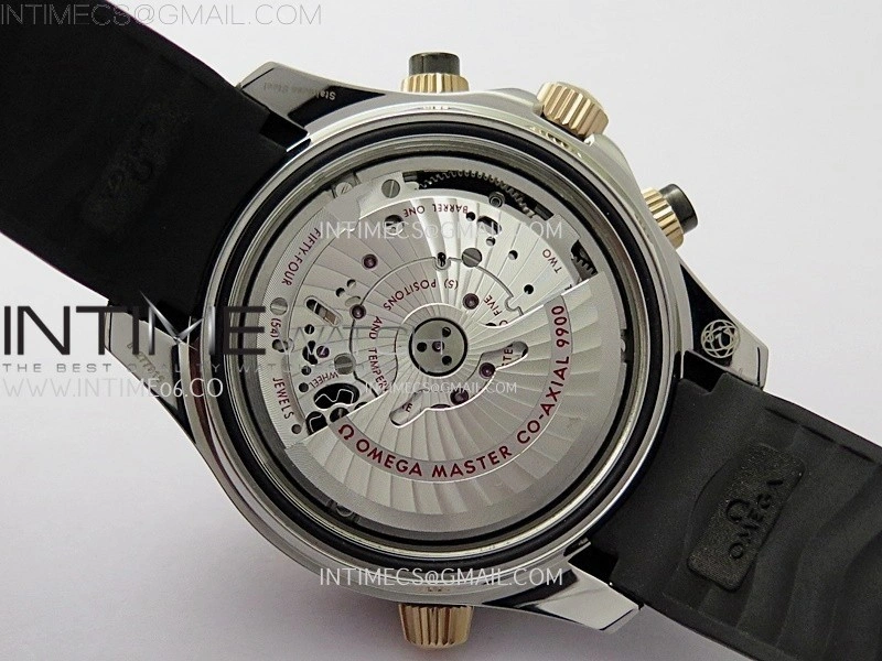Seamaster 300M Chrono Black Ceramic Bezel SS RG N1F 1:1 Best Edition Black Dial on Black Rubber Strap A9900