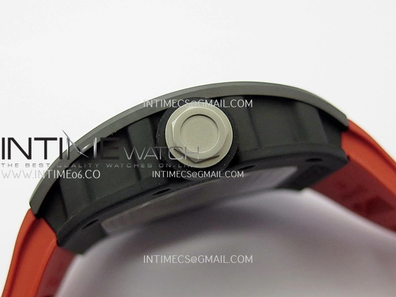 RM055 Black Ceramic Red Inner Bezel DF Best Edition On Red Rubber Strap RMUL2 Super Clone