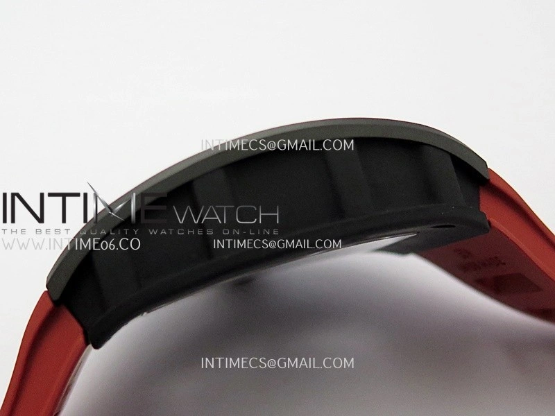 RM055 Black Ceramic Red Inner Bezel DF Best Edition On Red Rubber Strap RMUL2 Super Clone