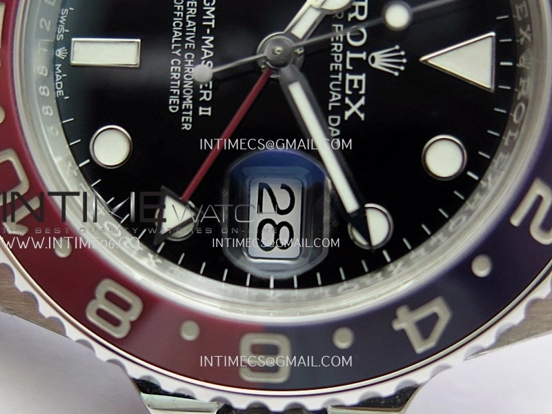 GMT-Master II 126710 BLRO Blue Red 904L SS Gold Factory 1:1 Best Edition Black Dial On Jubilee Bracelet SH3285 CHS
