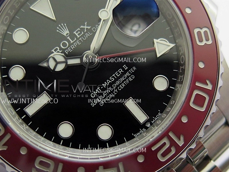GMT-Master II 126710 BLRO Blue Red 904L SS Gold Factory 1:1 Best Edition Black Dial On Jubilee Bracelet SH3285 CHS