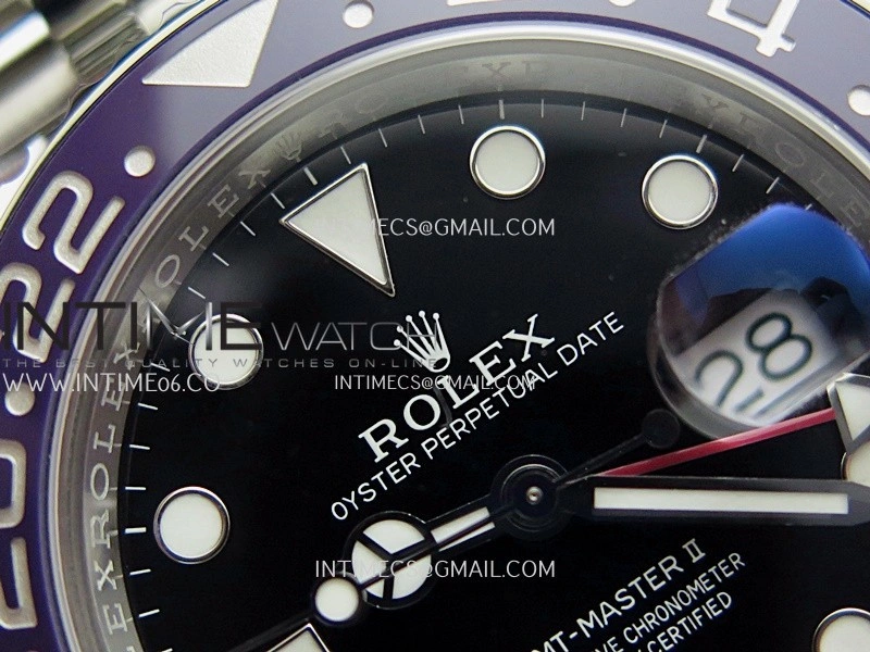 GMT-Master II 126710 BLRO Blue Red 904L SS Gold Factory 1:1 Best Edition Black Dial On Jubilee Bracelet SH3285 CHS