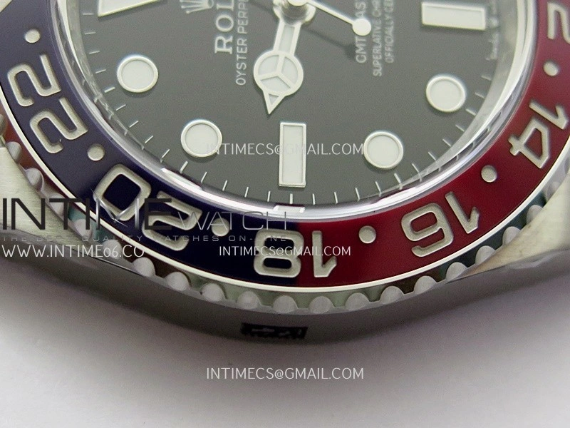 GMT-Master II 126710 BLRO Blue Red 904L SS Gold Factory 1:1 Best Edition Black Dial On Jubilee Bracelet SH3285 CHS
