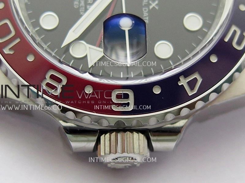 GMT-Master II 126710 BLRO Blue Red 904L SS Gold Factory 1:1 Best Edition Black Dial On Jubilee Bracelet SH3285 CHS