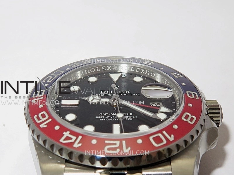 GMT-Master II 126710 BLRO Blue Red 904L SS Gold Factory 1:1 Best Edition Black Dial On Jubilee Bracelet SH3285 CHS