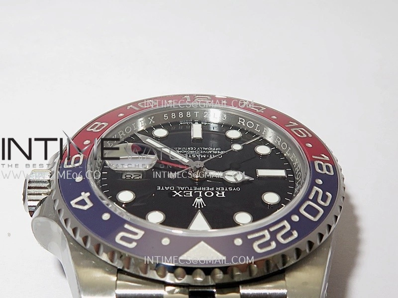 GMT-Master II 126710 BLRO Blue Red 904L SS Gold Factory 1:1 Best Edition Black Dial On Jubilee Bracelet SH3285 CHS