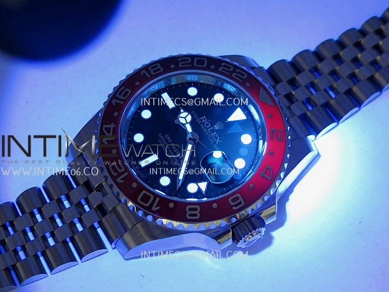 GMT-Master II 126710 BLRO Blue Red 904L SS Gold Factory 1:1 Best Edition Black Dial On Jubilee Bracelet SH3285 CHS