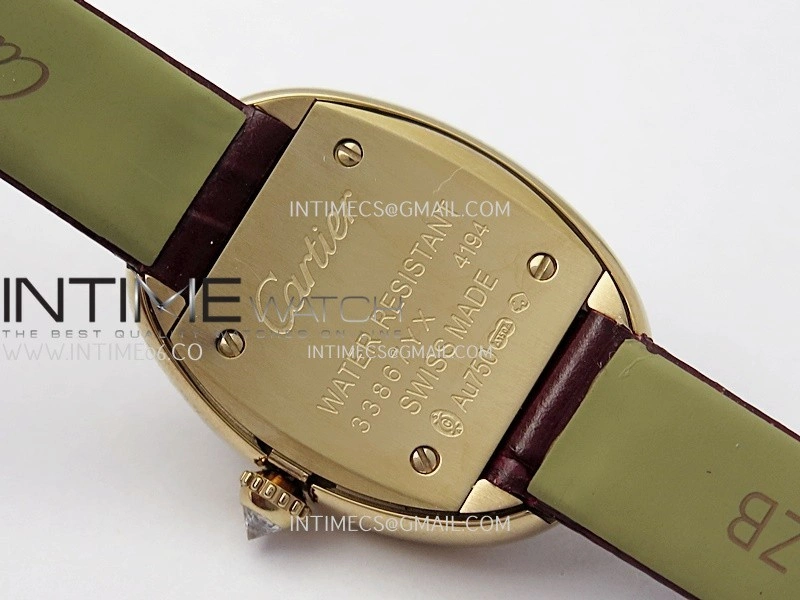 Baignoire Watch RG Diamond Bezel AF 1:1 Best Edition White Textured Dial On Black Croco Strap RONDA Quartz