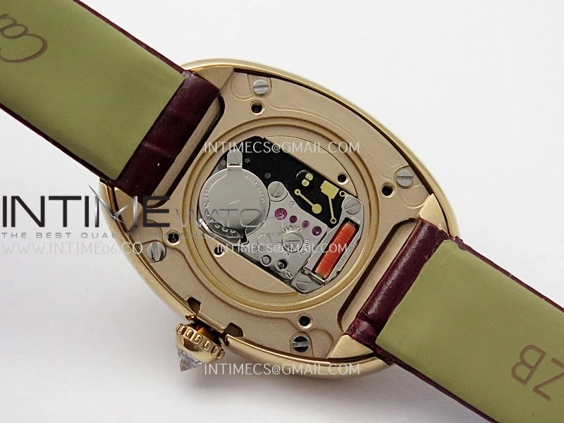 Baignoire Watch RG Diamond Bezel AF 1:1 Best Edition White Textured Dial On Black Croco Strap RONDA Quartz