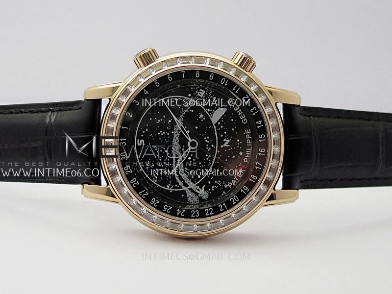 Grand Complications 6102G Moon RG T Crystal YF Black Dial on Black Leather Strap A240