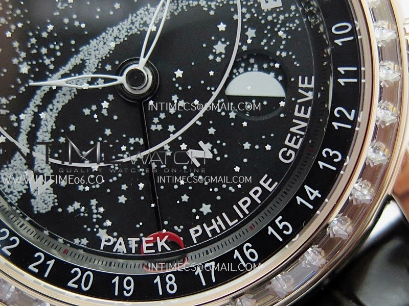 Grand Complications 6102G Moon RG T Crystal YF Black Dial on Black Leather Strap A240