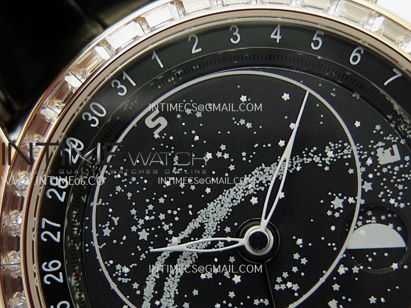 Grand Complications 6102G Moon RG T Crystal YF Black Dial on Black Leather Strap A240
