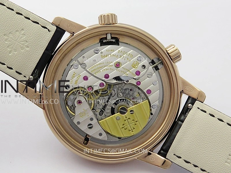 Grand Complications 6102G Moon RG T Crystal YF Black Dial on Black Leather Strap A240