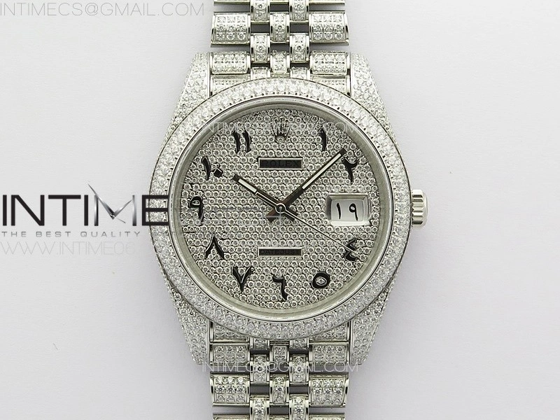 DateJust 41 126334 Full Paved Diamonds BP Best Edition Diamond Dial Arabic Markers on Jubilee Bracelet A2824