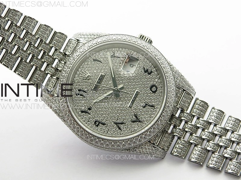 DateJust 41 126334 Full Paved Diamonds BP Best Edition Diamond Dial Arabic Markers on Jubilee Bracelet A2824