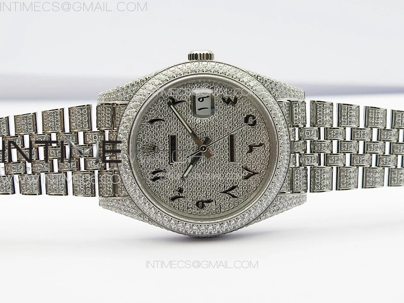 DateJust 41 126334 Full Paved Diamonds BP Best Edition Diamond Dial Arabic Markers on Jubilee Bracelet A2824