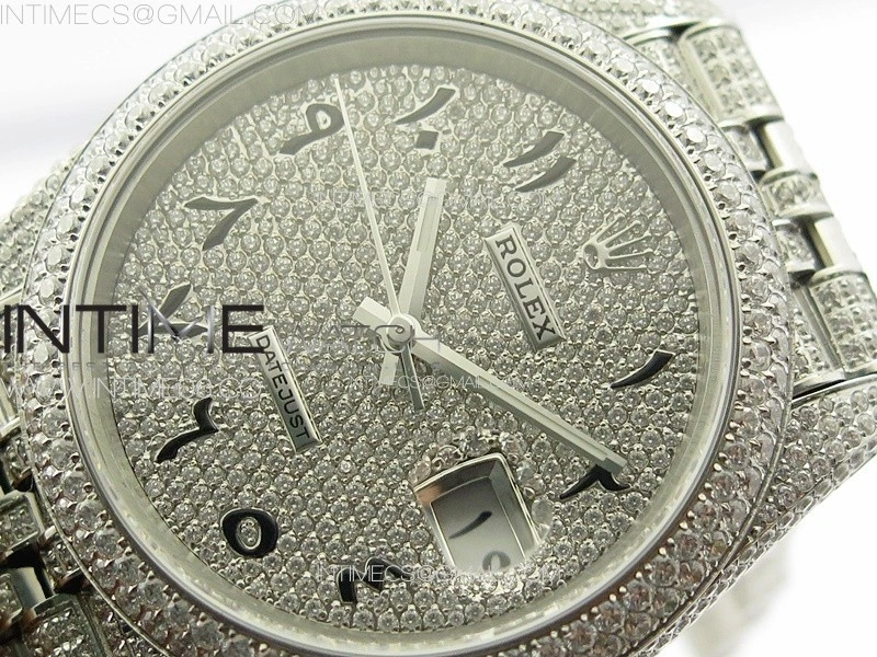 DateJust 41 126334 Full Paved Diamonds BP Best Edition Diamond Dial Arabic Markers on Jubilee Bracelet A2824