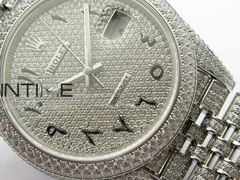DateJust 41 126334 Full Paved Diamonds BP Best Edition Diamond Dial Arabic Markers on Jubilee Bracelet A2824