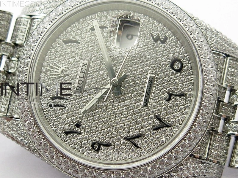 DateJust 41 126334 Full Paved Diamonds BP Best Edition Diamond Dial Arabic Markers on Jubilee Bracelet A2824