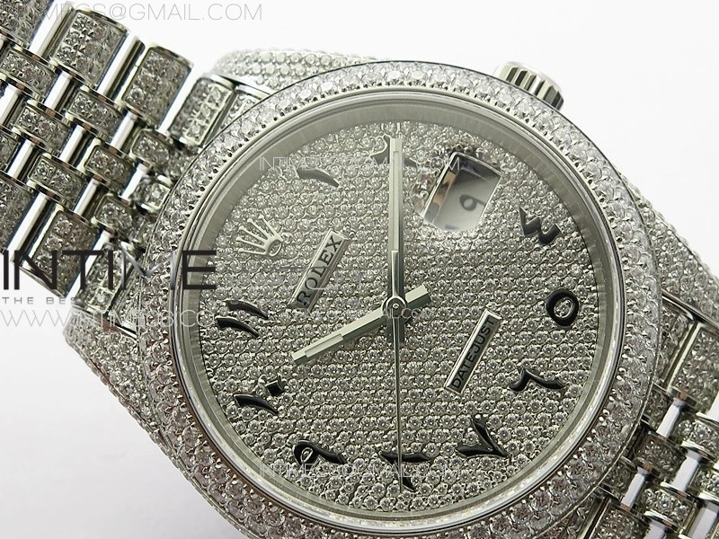 DateJust 41 126334 Full Paved Diamonds BP Best Edition Diamond Dial Arabic Markers on Jubilee Bracelet A2824