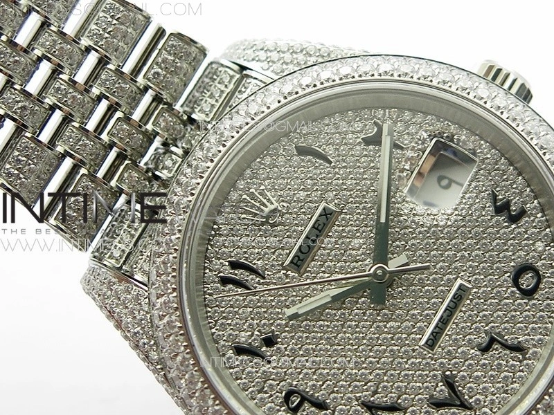 DateJust 41 126334 Full Paved Diamonds BP Best Edition Diamond Dial Arabic Markers on Jubilee Bracelet A2824