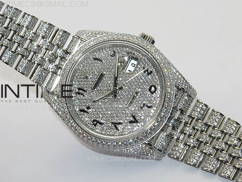 DateJust 41 126334 Full Paved Diamonds BP Best Edition Diamond Dial Arabic Markers on Jubilee Bracelet A2824