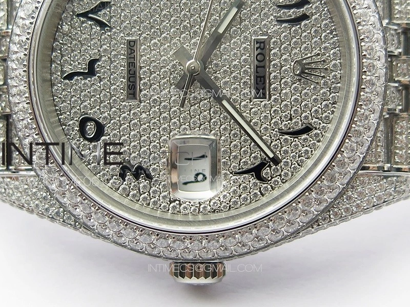 DateJust 41 126334 Full Paved Diamonds BP Best Edition Diamond Dial Arabic Markers on Jubilee Bracelet A2824