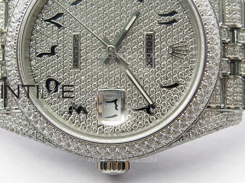 DateJust 41 126334 Full Paved Diamonds BP Best Edition Diamond Dial Arabic Markers on Jubilee Bracelet A2824