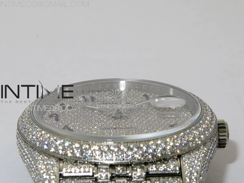 DateJust 41 126334 Full Paved Diamonds BP Best Edition Diamond Dial Arabic Markers on Jubilee Bracelet A2824