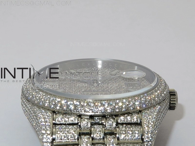 DateJust 41 126334 Full Paved Diamonds BP Best Edition Diamonds Dial Stick Markers on Jubilee Bracelet A2824