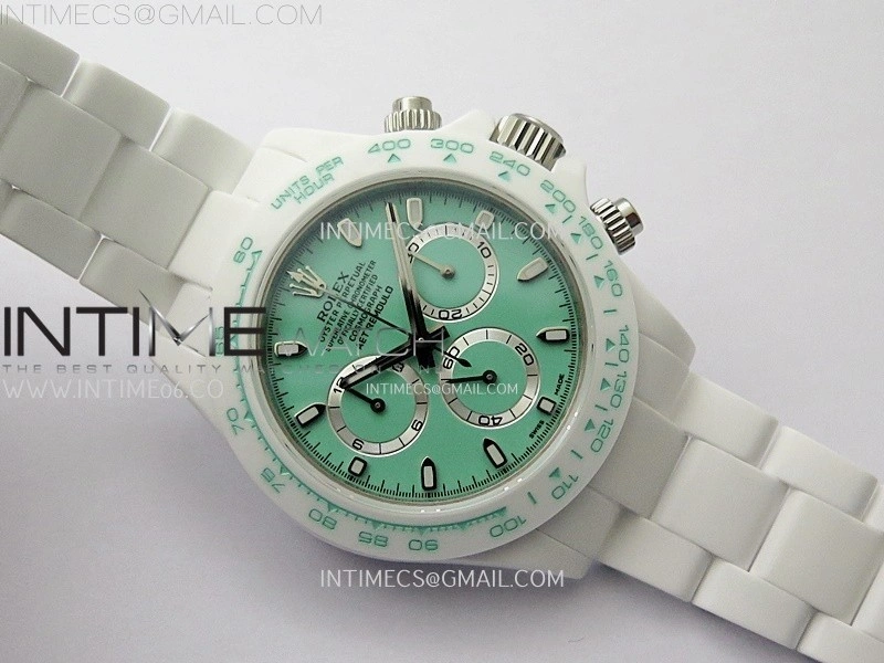 Daytona AET White Solid Nano Ceramic Case and Bracelet N6F 1:1 Best Edition Biscay Green Dial On DD4801