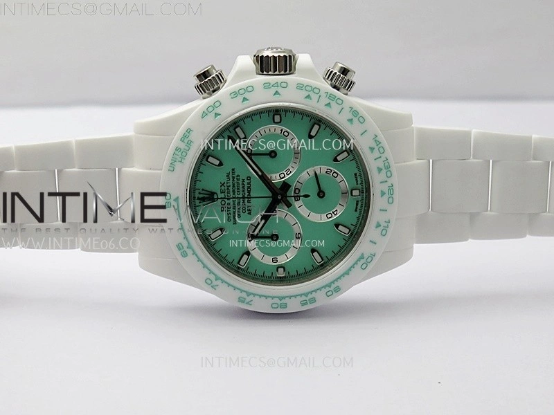 Daytona AET White Solid Nano Ceramic Case and Bracelet N6F 1:1 Best Edition Biscay Green Dial On DD4801