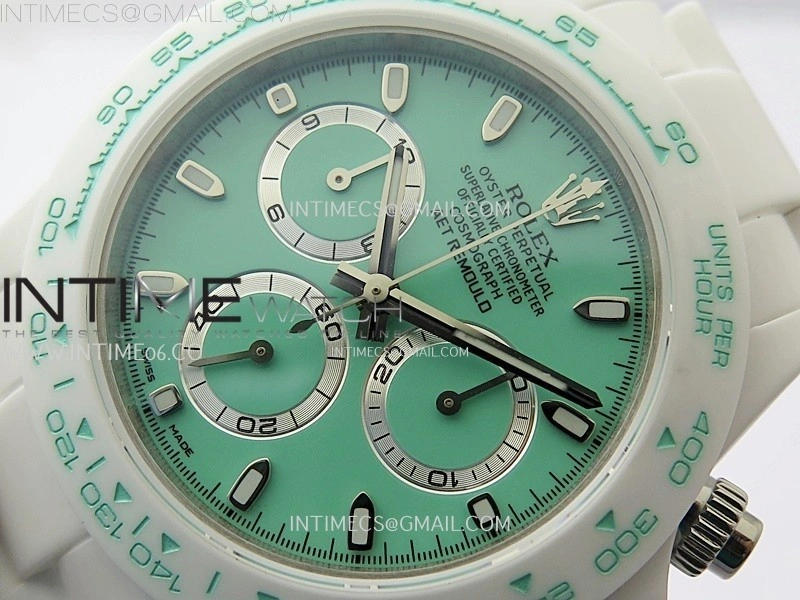 Daytona AET White Solid Nano Ceramic Case and Bracelet N6F 1:1 Best Edition Biscay Green Dial On DD4801