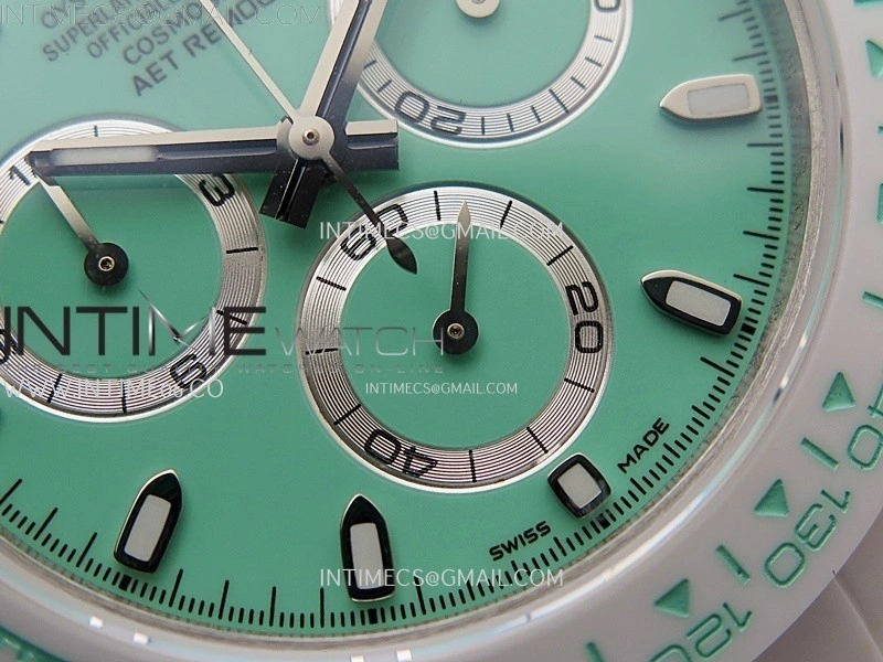 Daytona AET White Solid Nano Ceramic Case and Bracelet N6F 1:1 Best Edition Biscay Green Dial On DD4801