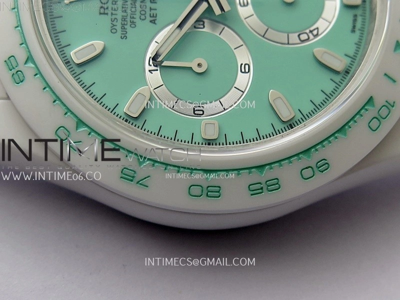 Daytona AET White Solid Nano Ceramic Case and Bracelet N6F 1:1 Best Edition Biscay Green Dial On DD4801