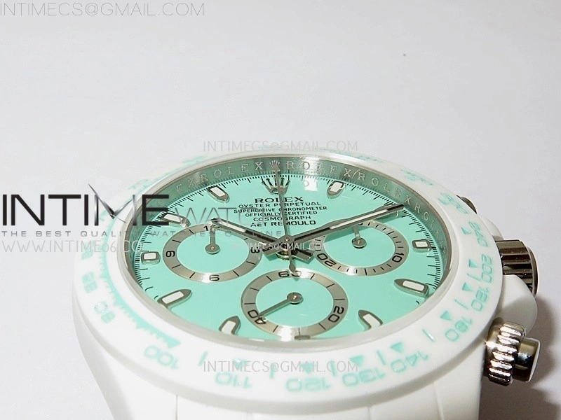 Daytona AET White Solid Nano Ceramic Case and Bracelet N6F 1:1 Best Edition Biscay Green Dial On DD4801