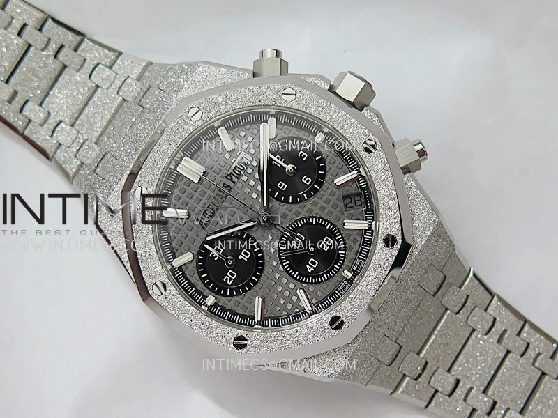 Royal Oak Chrono 26239BC Frosted SS APSF 1:1 Best Edition Gray Dial Black Subdial On Bracelet SA4401 Super Clone