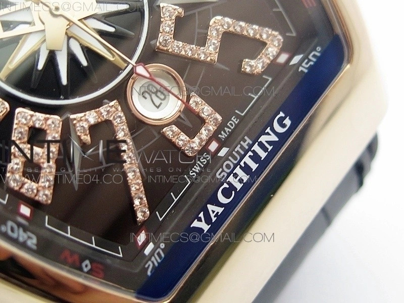 Vanguard V45 RG ABF Best Edition Black Dial Diamonds Markers on Black Gummy Strap A2813