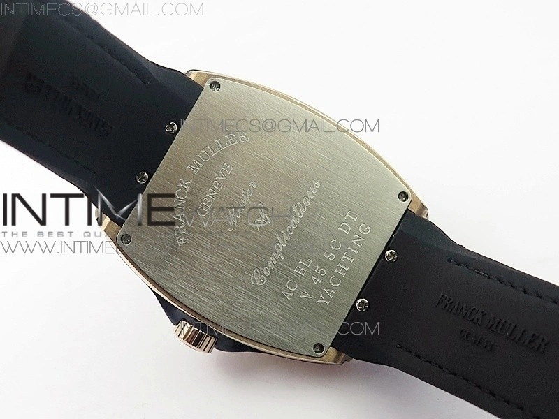 Vanguard V45 RG ABF Best Edition Black Dial Diamonds Markers on Black Gummy Strap A2813